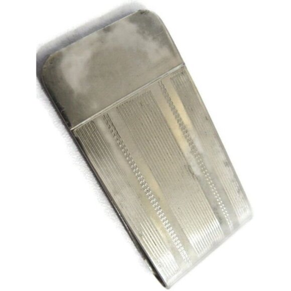 Vintage Silver Tone Money Clip Men Wallet ID Credit Card Holder - Picture 1 of 15